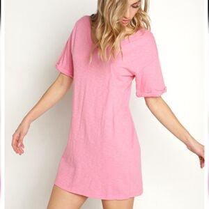 Z Supply V Neck T Shirt Dress Flamingo